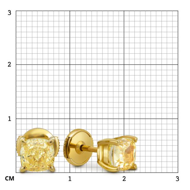 Серьги пусеты из жёлтого золота с бриллиантами (052654)