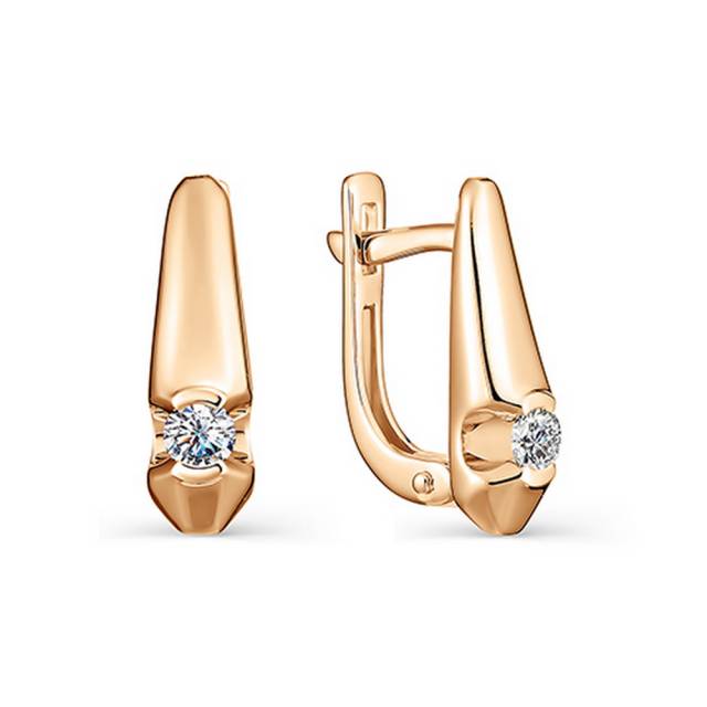 Серьги из красного золота с бриллиантами (034658)