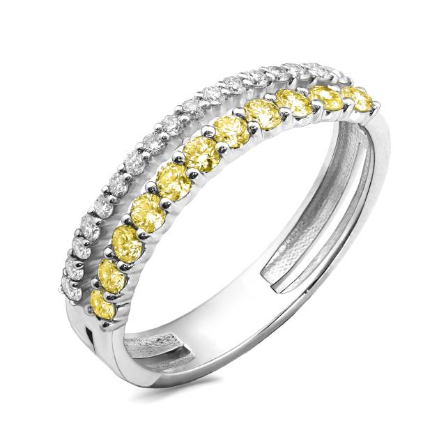 Кольцо из белого золота с бриллиантами и жёлтыми сапфирами (063036)