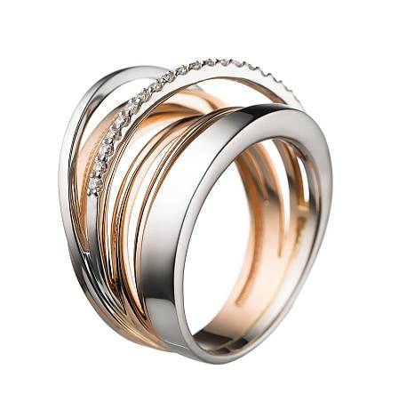Кольцо из комбинированного золота с бриллиантами (043124)