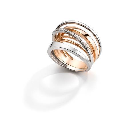 Кольцо из комбинированного золота с бриллиантами (043124)