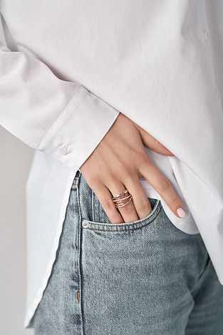 Кольцо из комбинированного золота с бриллиантами (043124)