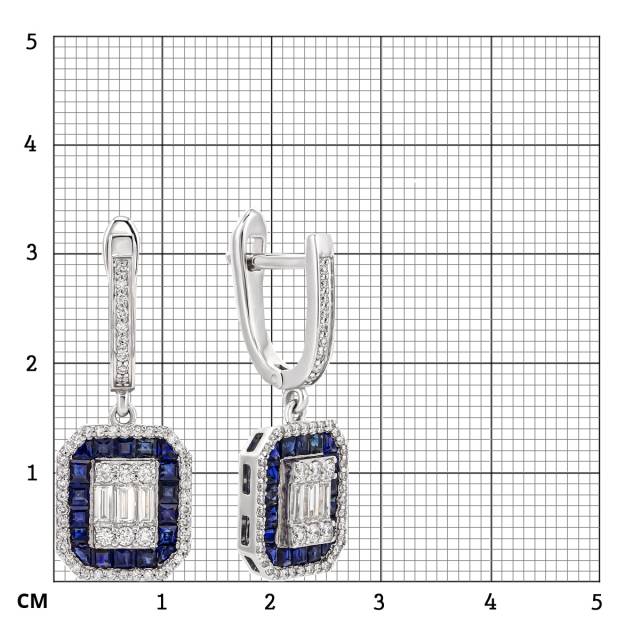 Серьги из белого золота с бриллиантами и сапфирами (052303)
