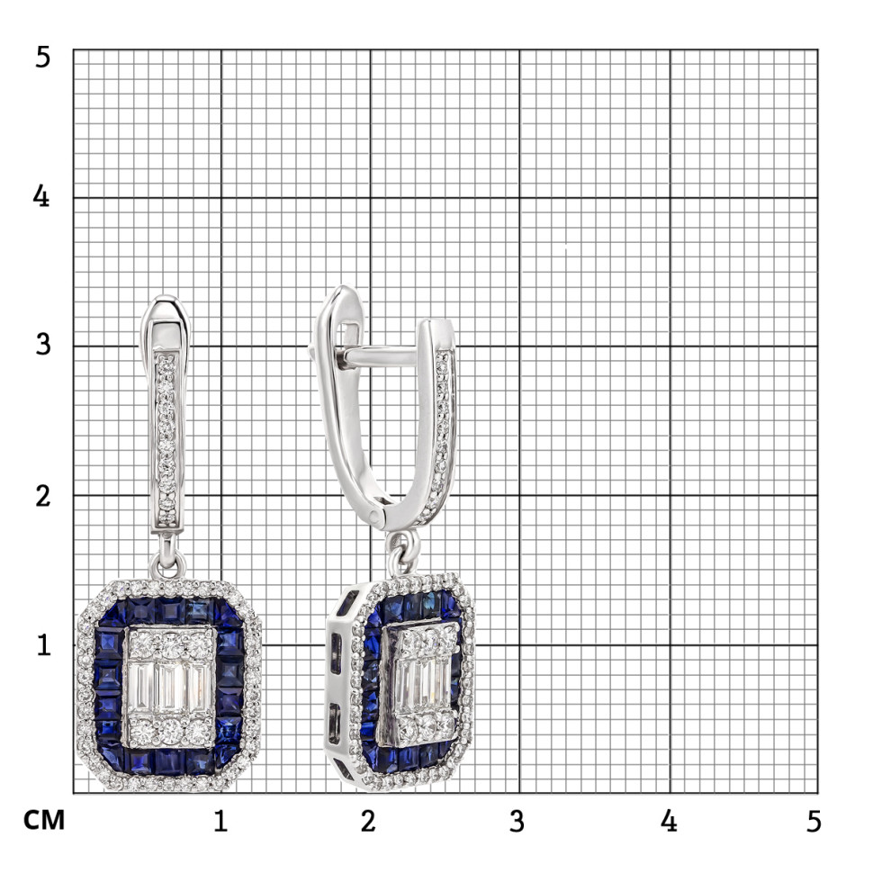 Серьги из белого золота с бриллиантами и сапфирами (052303)