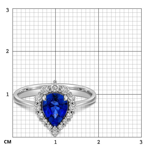 Кольцо из белого золота с бриллиантами и сапфиром (057888)