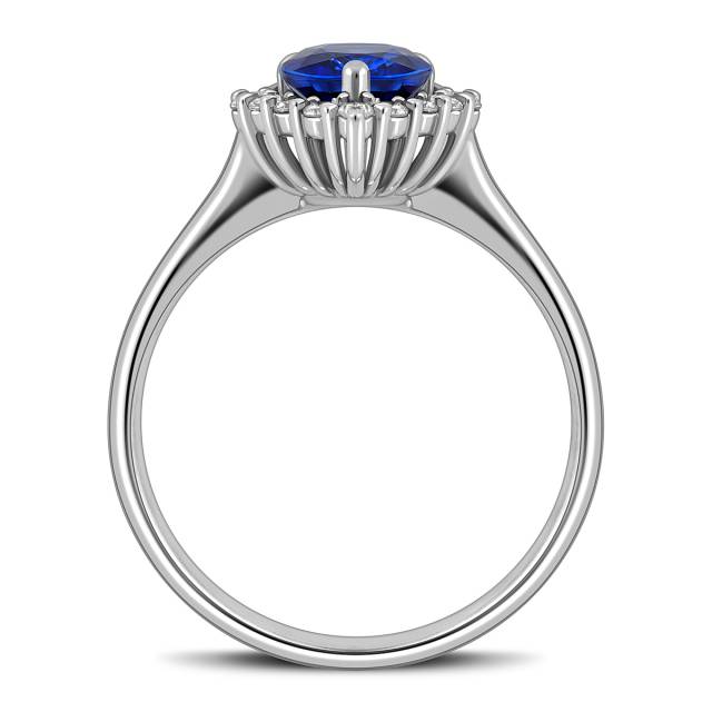 Кольцо из белого золота с бриллиантами и сапфиром (057888)