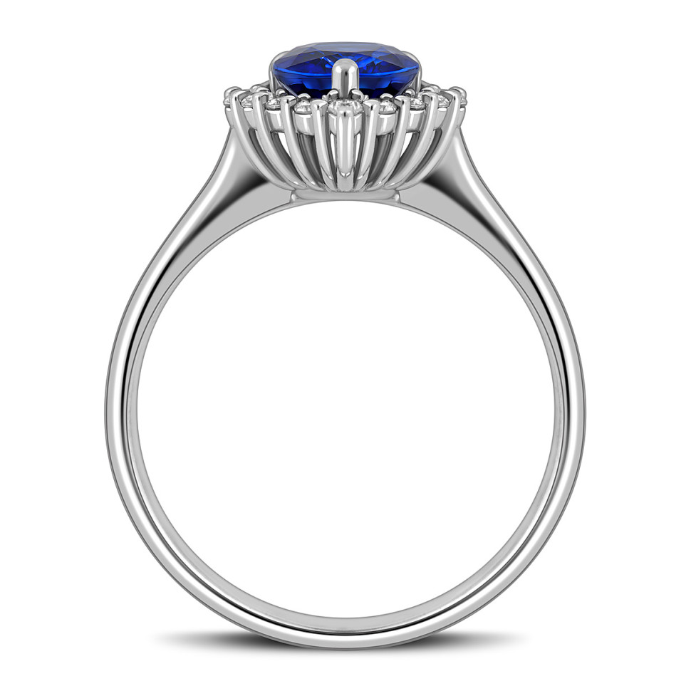 Кольцо из белого золота с бриллиантами и сапфиром (057888)