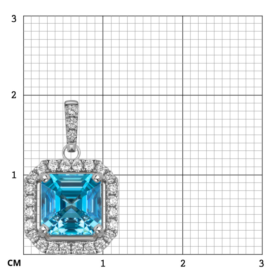 Кулон из белого золота с бриллиантами и цирконом (060152)