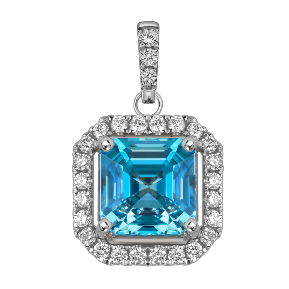 Кулон из белого золота с бриллиантами и цирконом (060152)