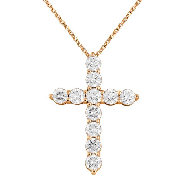 Колье крест из красного золота с бриллиантами (048796)