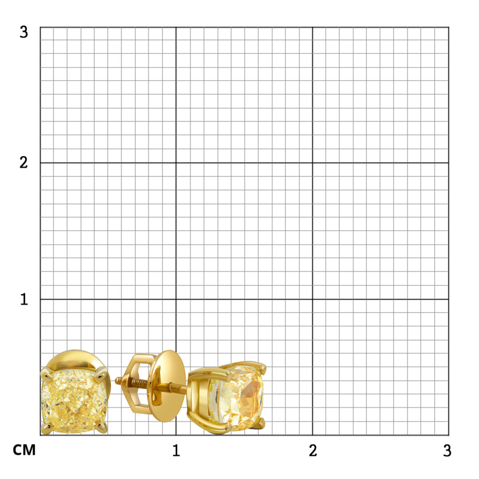 Серьги пусеты из жёлтого золота с бриллиантами (055738)