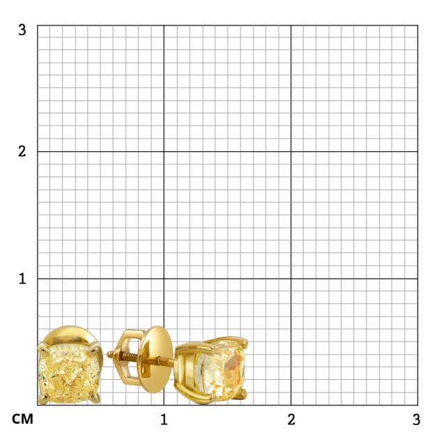Серьги пусеты из жёлтого золота с бриллиантами (055738)