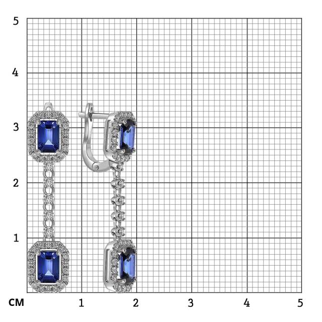 Серьги из белого золота с бриллиантами и сапфирами (061655)