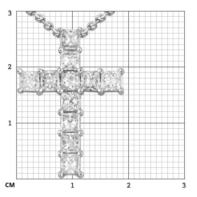 Колье крест из белого золота с бриллиантами (061307)