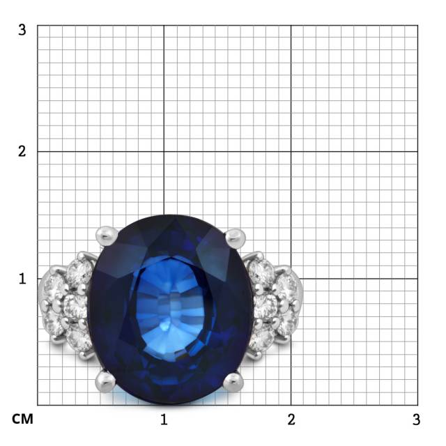 Кольцо из белого золота с бриллиантами и сапфиром (049243)