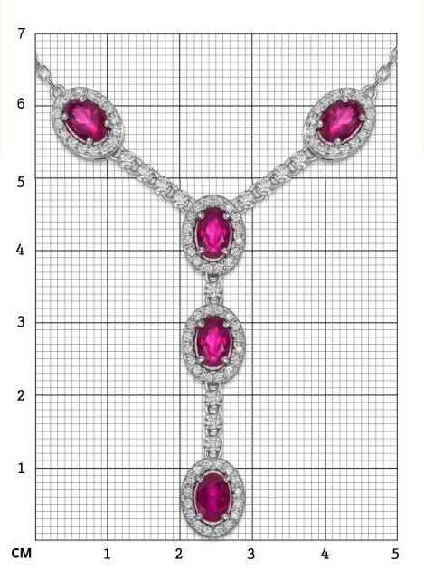 Колье из белого золота с бриллиантами и рубинами (056130)