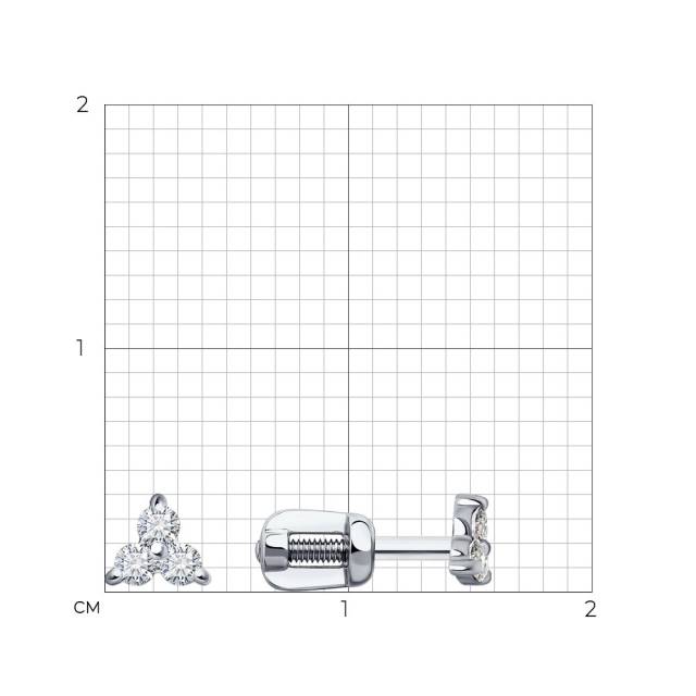 Серьги пусеты из белого золота с бриллиантами (052968)
