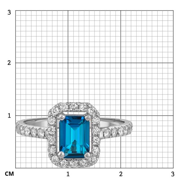 Кольцо из белого золота с бриллиантами и топазом (059113)