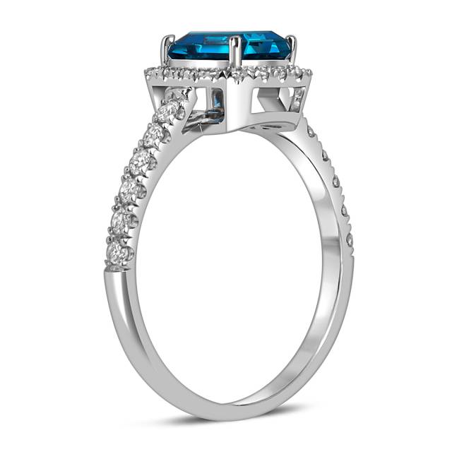 Кольцо из белого золота с бриллиантами и топазом (059113)