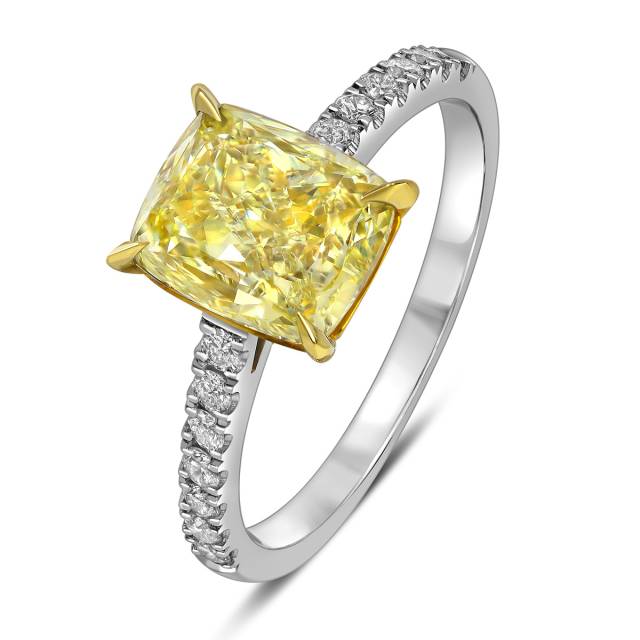 Помолвочное кольцо из белого золота с жёлтым бриллиантом (060293)