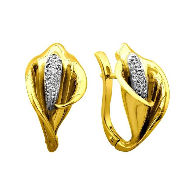 Серьги из комбинированного золота с бриллиантами (027324)