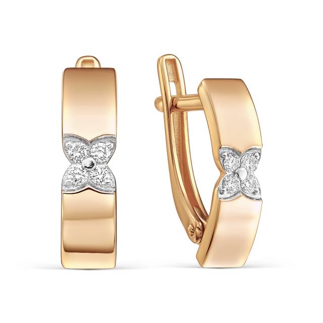 Серьги из красного золота с бриллиантами (061350)