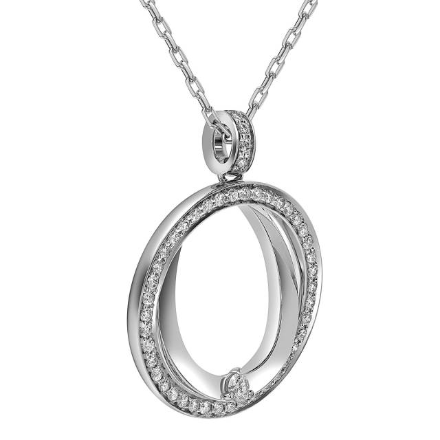 Кулон из белого золота с бриллиантами  (053824)