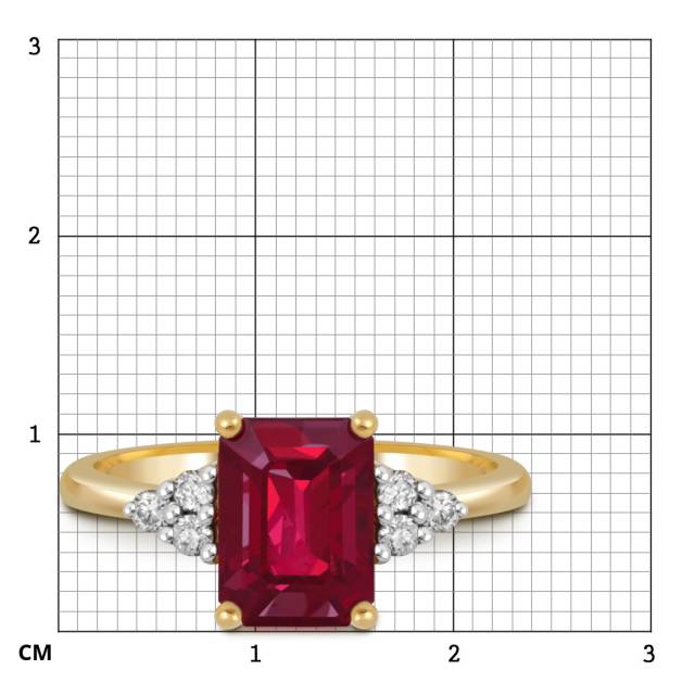 Кольцо из жёлтого золота с бриллиантами и рубином (060175)