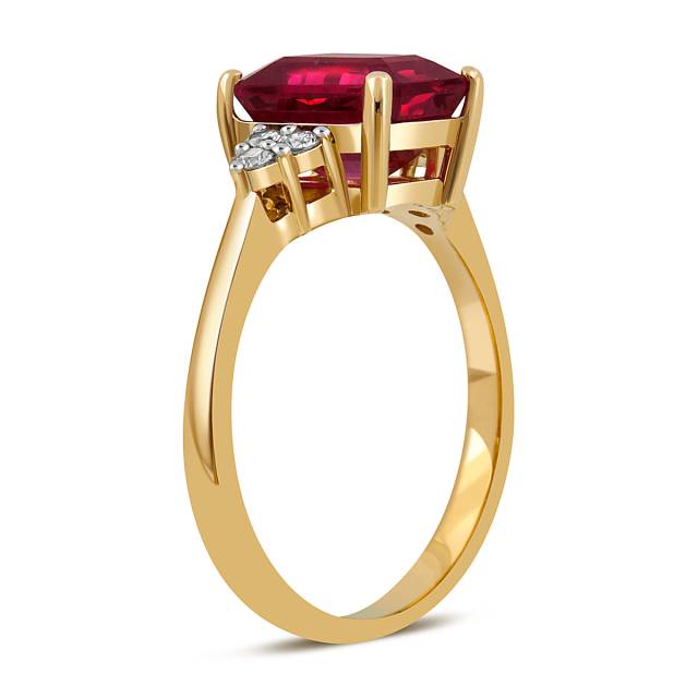 Кольцо из жёлтого золота с бриллиантами и рубином (060175)