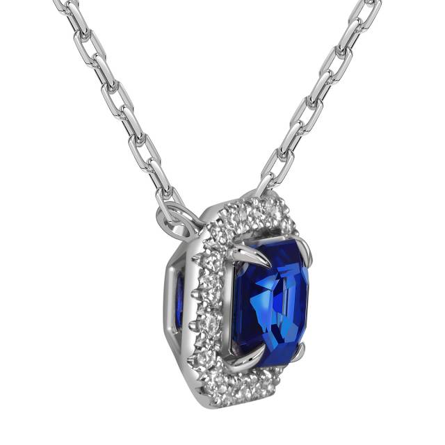 Колье из белого золота с бриллиантами и сапфиром (060171)