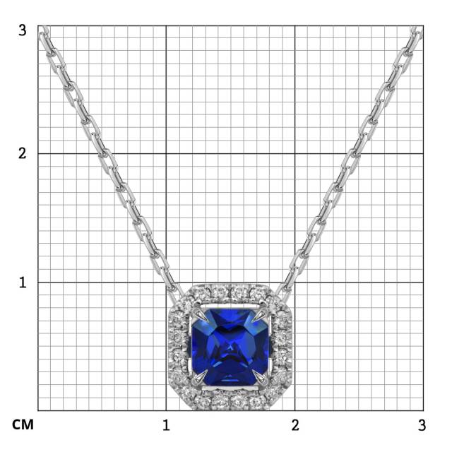 Колье из белого золота с бриллиантами и сапфиром (060171)