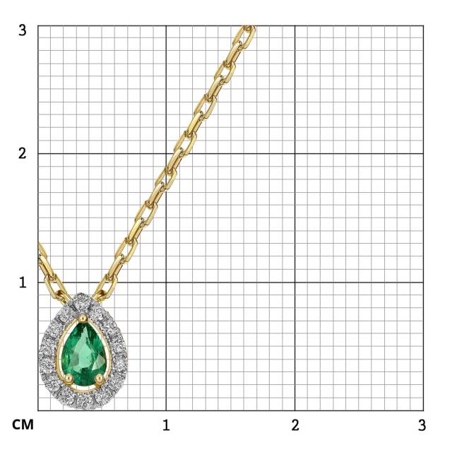 Колье из жёлтого золота с бриллиантами и изумрудом (061629)