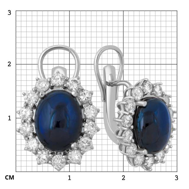 Серьги из белого золота с бриллиантами и сапфирами (013742)