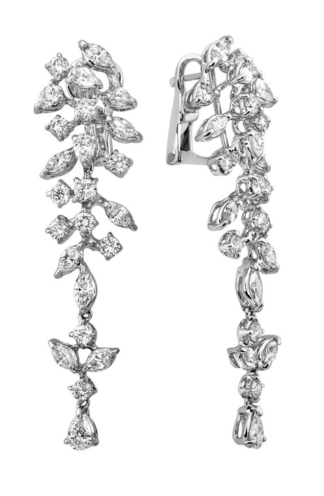 Серьги с бриллиантами из белого золота (003032)