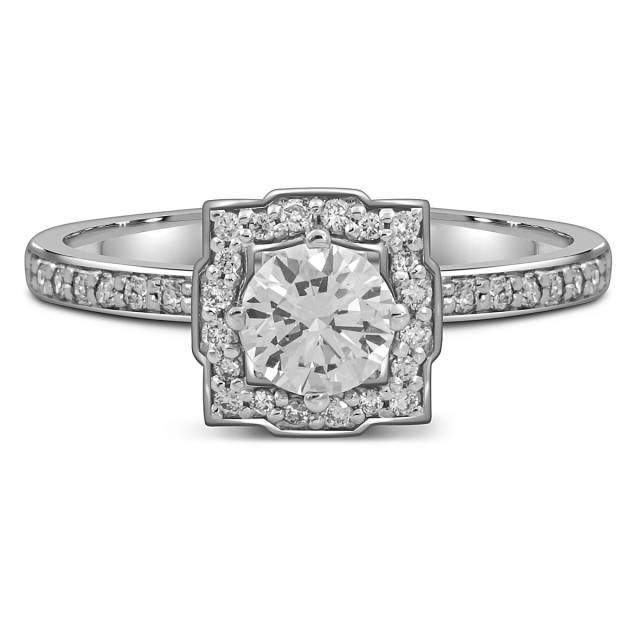 Помолвочное кольцо из белого золота с бриллиантами (055691)