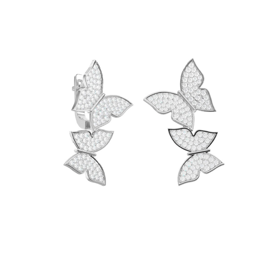 Серьги из белого золота с фианитами 