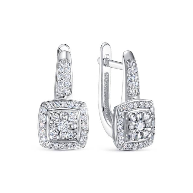 Серьги из белого золота с бриллиантами  (062959)