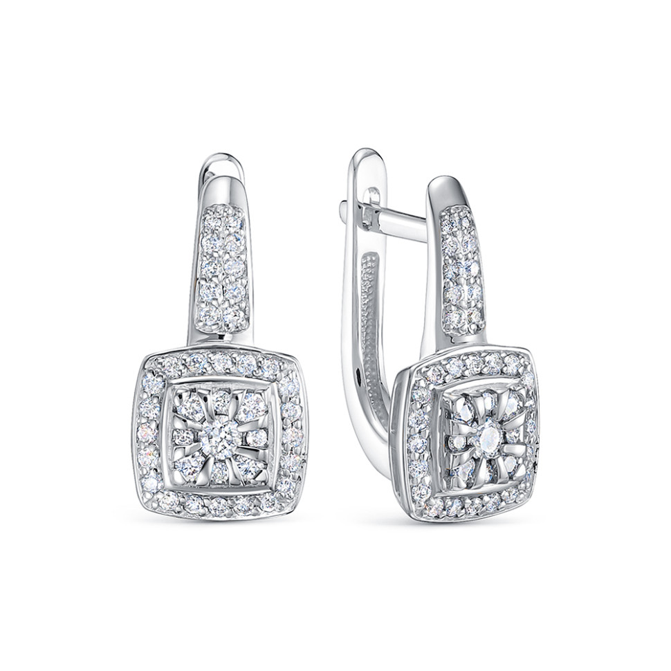 Серьги из белого золота с бриллиантами  (062959)