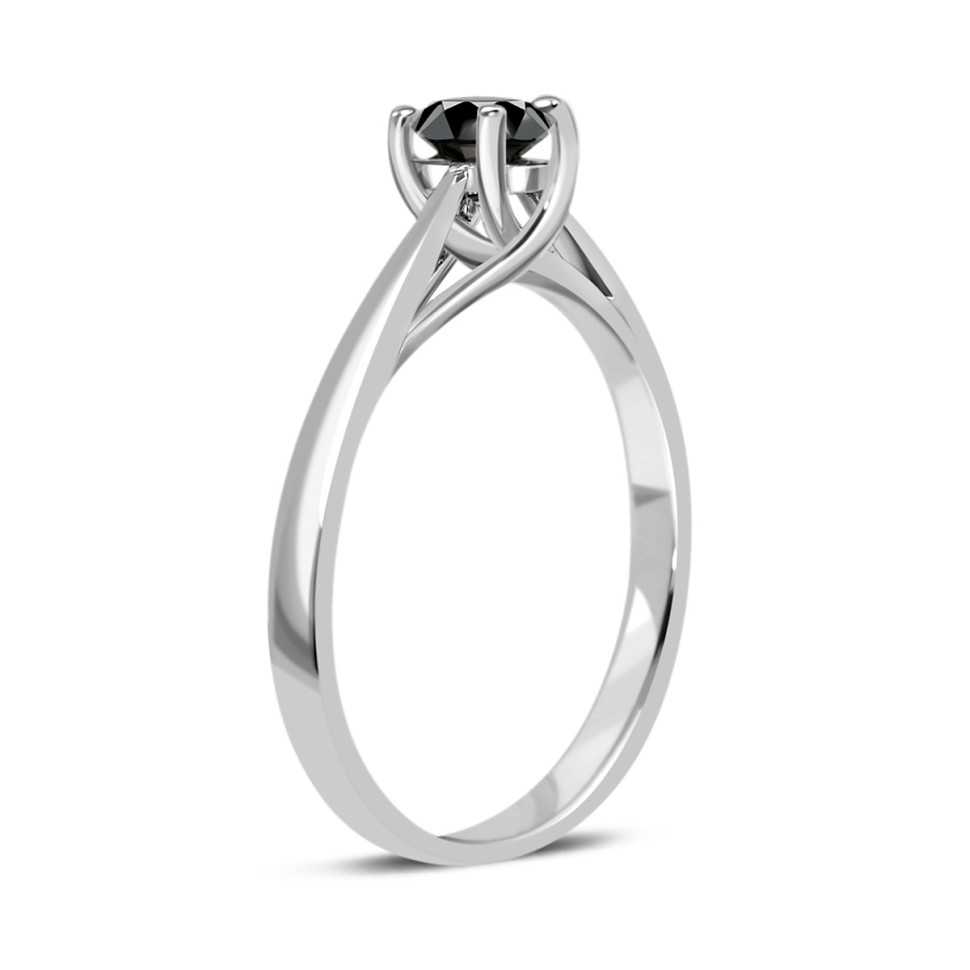 Помолвочное кольцо из белого золота с  чёрным бриллиантом (040813)