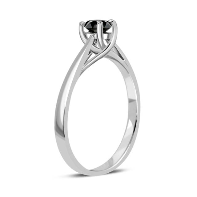 Помолвочное кольцо из белого золота с  чёрным бриллиантом (040813)