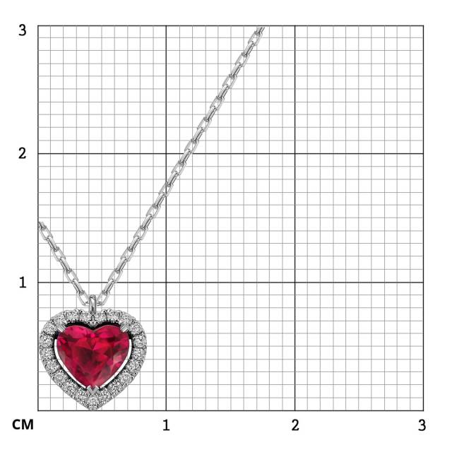 Колье из белого золота с бриллиантами и рубином "Сердце" (063644)