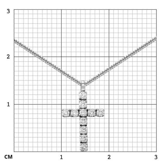 Колье Крест из белого золота с бриллиантами (039949)