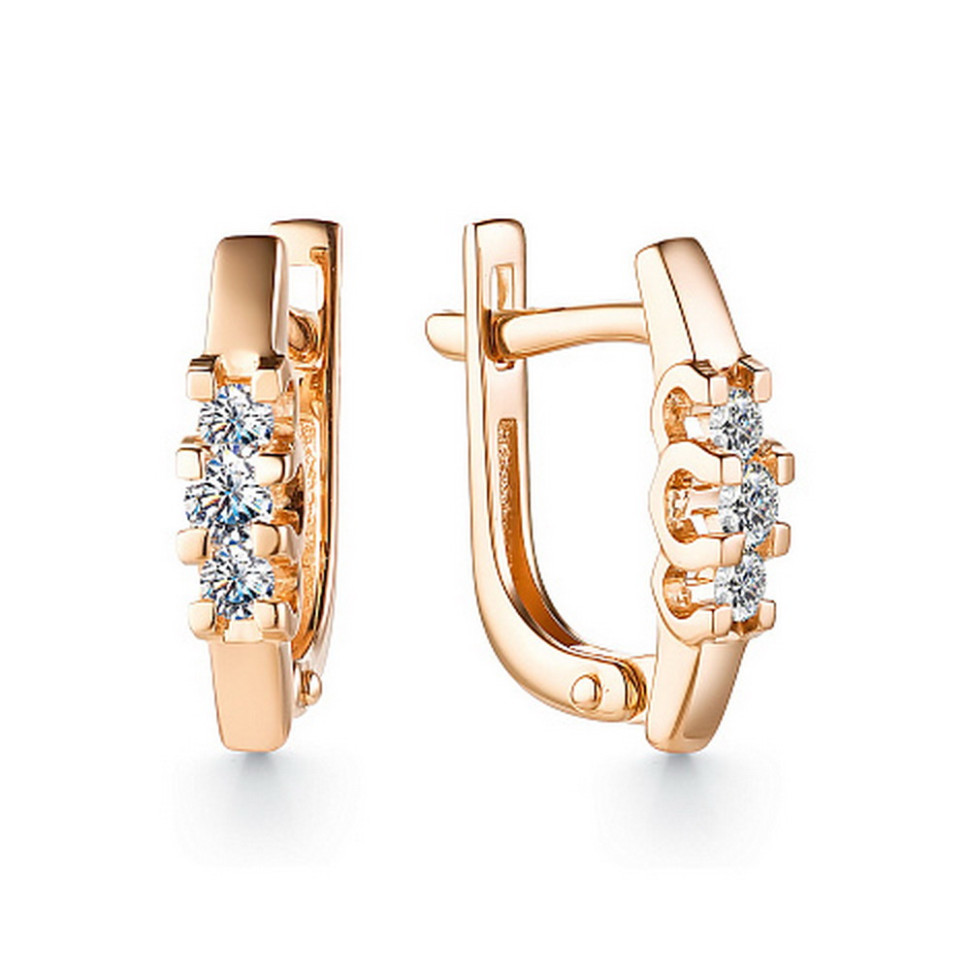 Серьги из красного золота с бриллиантами (050301)