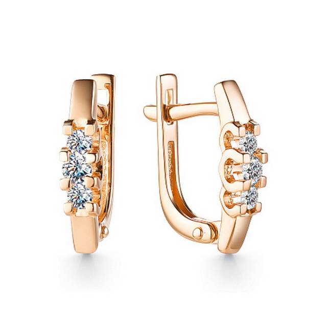 Серьги из красного золота с бриллиантами (050301)