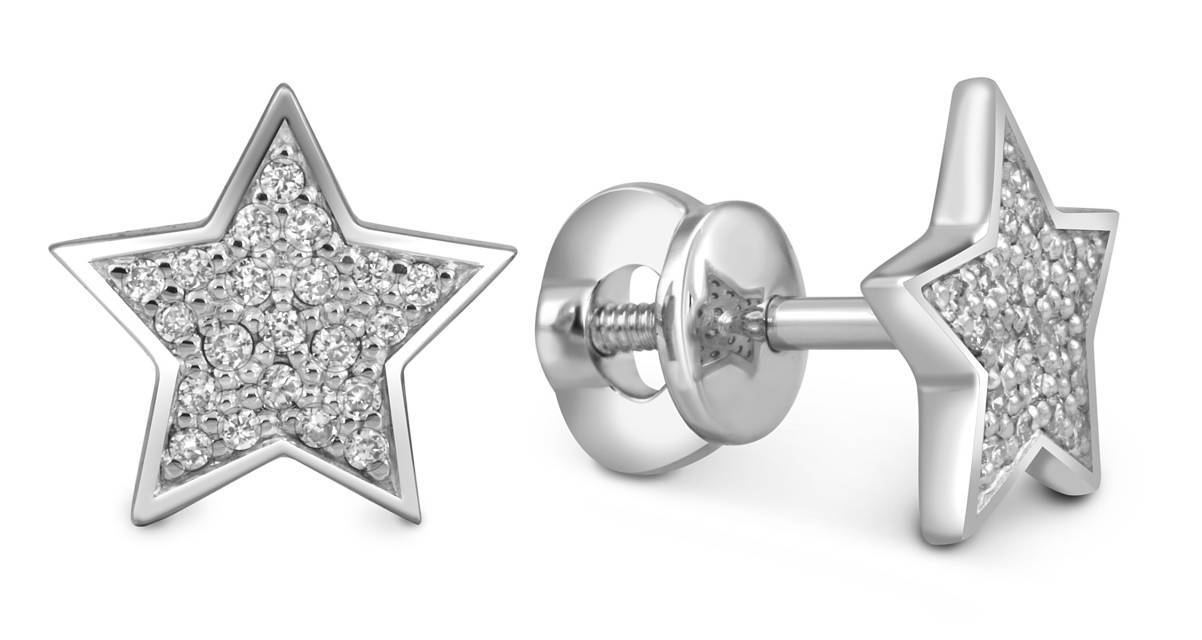 Серьги пусеты из платины с бриллиантами (054329)