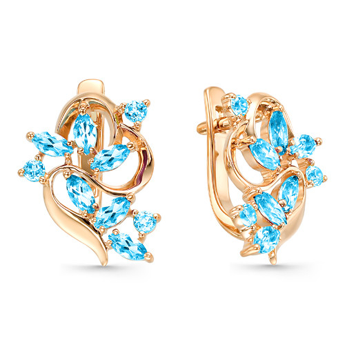 Серьги из красного золота с топазами (040279)