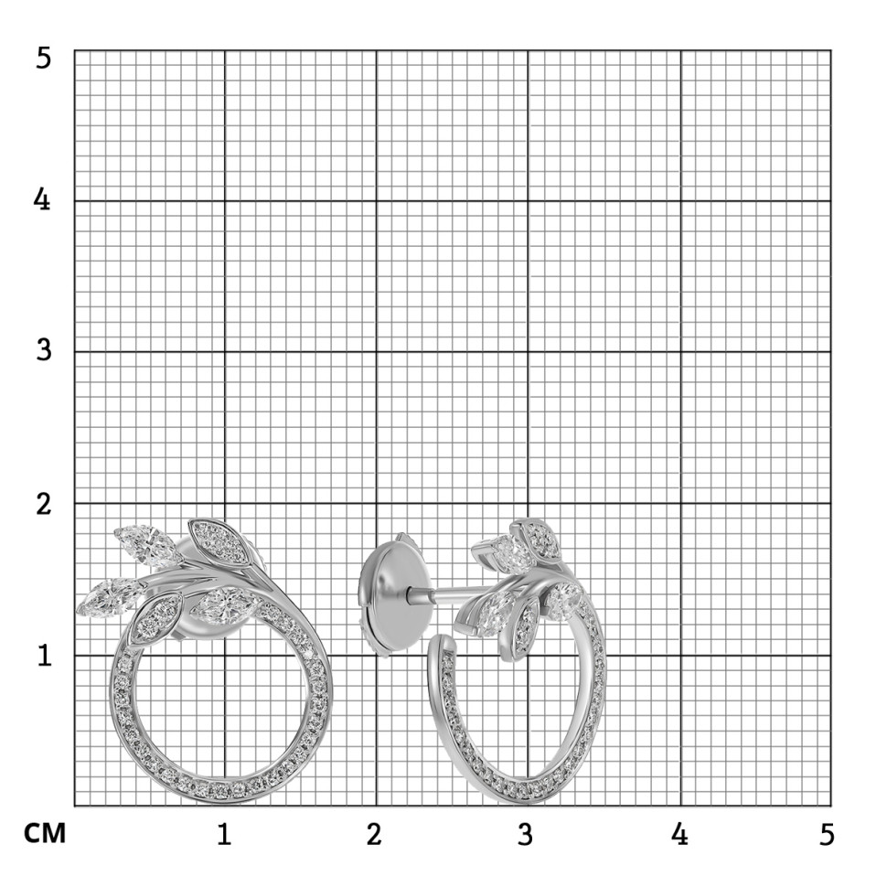 Серьги из белого золота с бриллиантами (063651)