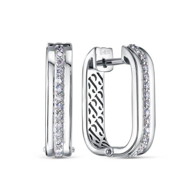 Серьги конго из платины с бриллиантами (058048)
