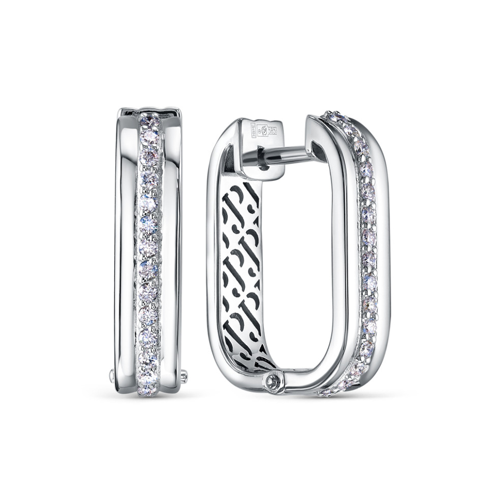 Серьги конго из платины с бриллиантами (058048)