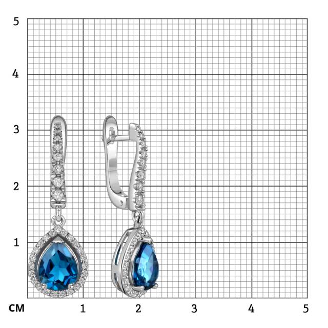 Серьги из белого золота с бриллиантами и топазами (060179)